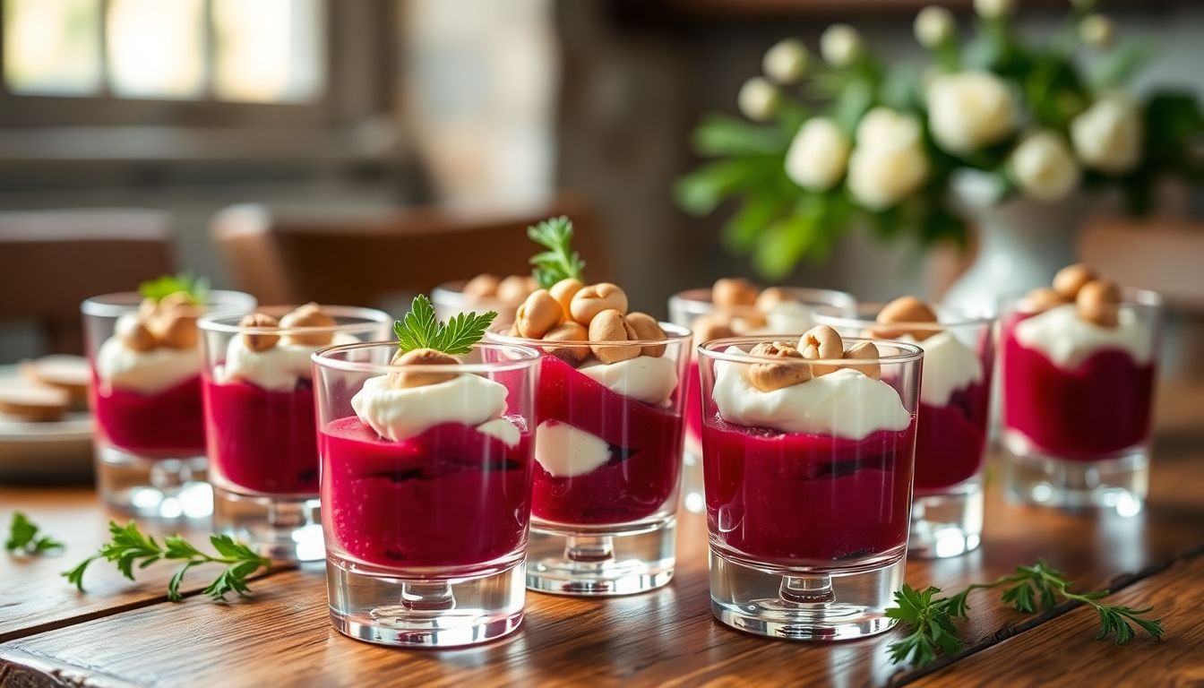 Verrines apéritives betterave, chèvre frais et noisette : l'entrée qui transforme vos réceptions