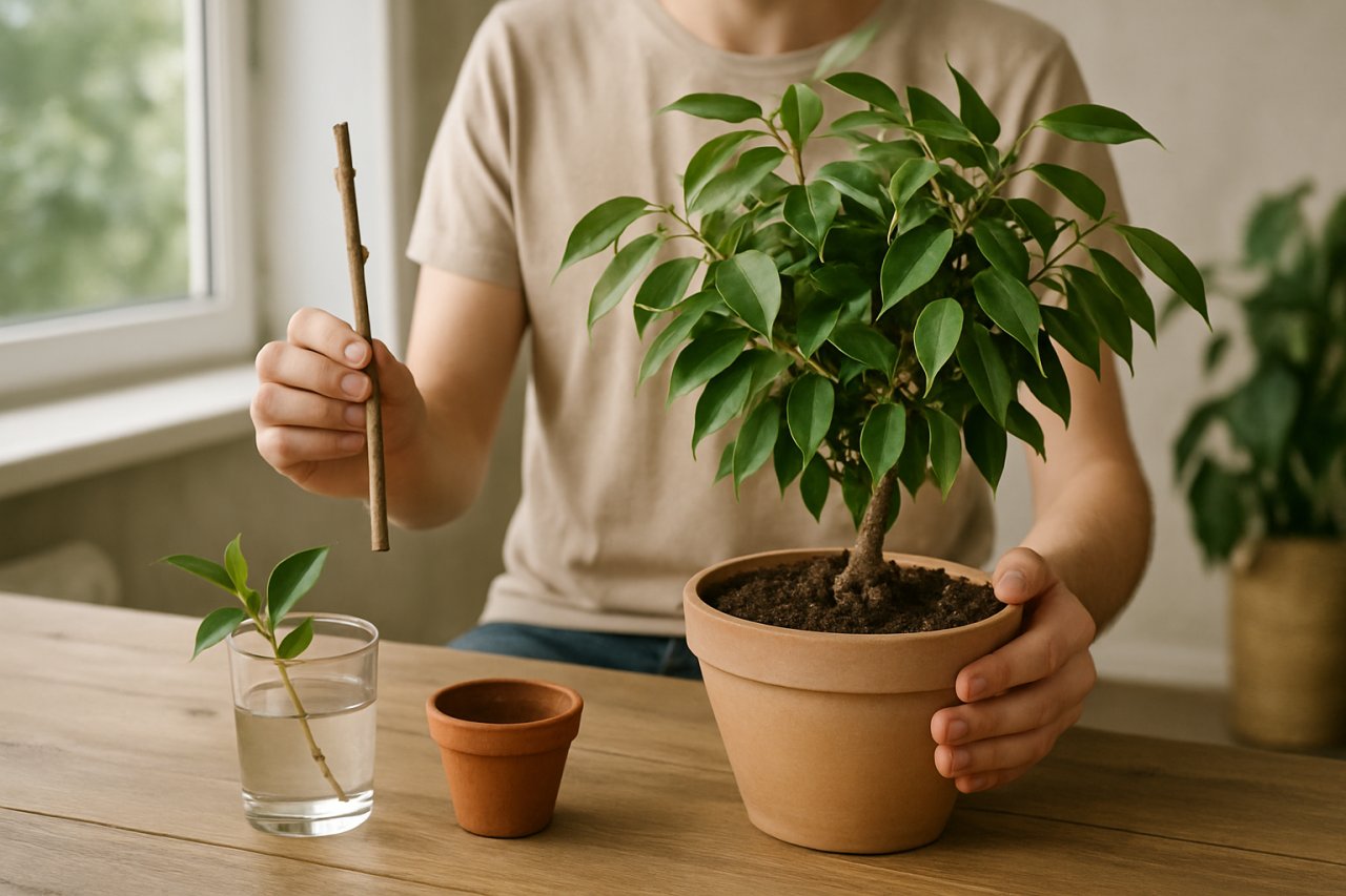 7 étapes pour obtenir un beau ficus Benjamin : d'un simple bout de bois à un buisson luxuriant