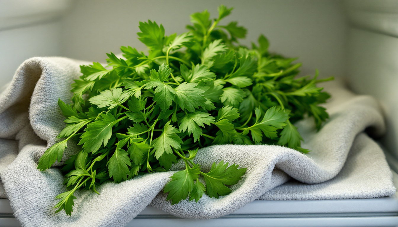 Cette astuce avec un torchon permet de conserver les herbes fraîches bien plus longtemps au réfrigérateur